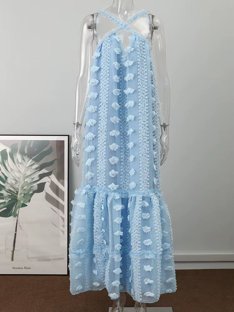 Sleeveless Halter Maxi Summer Dress