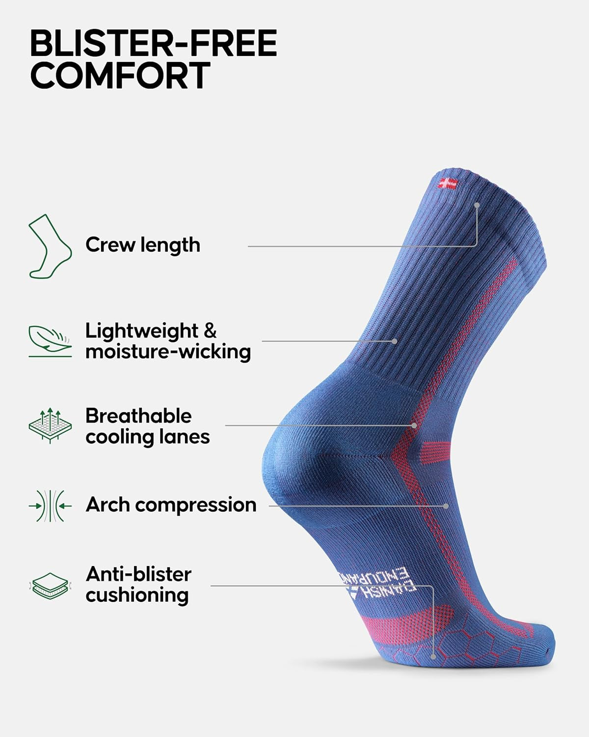 Ultra-Comfort Crew Running Socks, Performance Socks, Men & Women - 3 or 5 Pack
