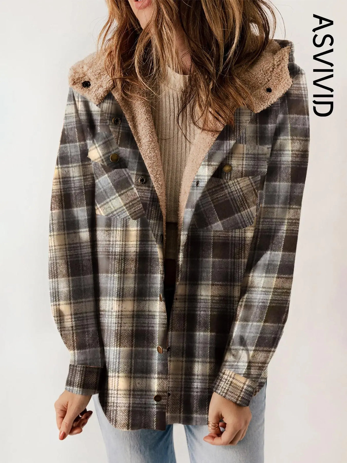 Plaid Hooded Casual Outerwear